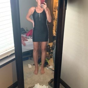 Black spandex dress with red stripe on side